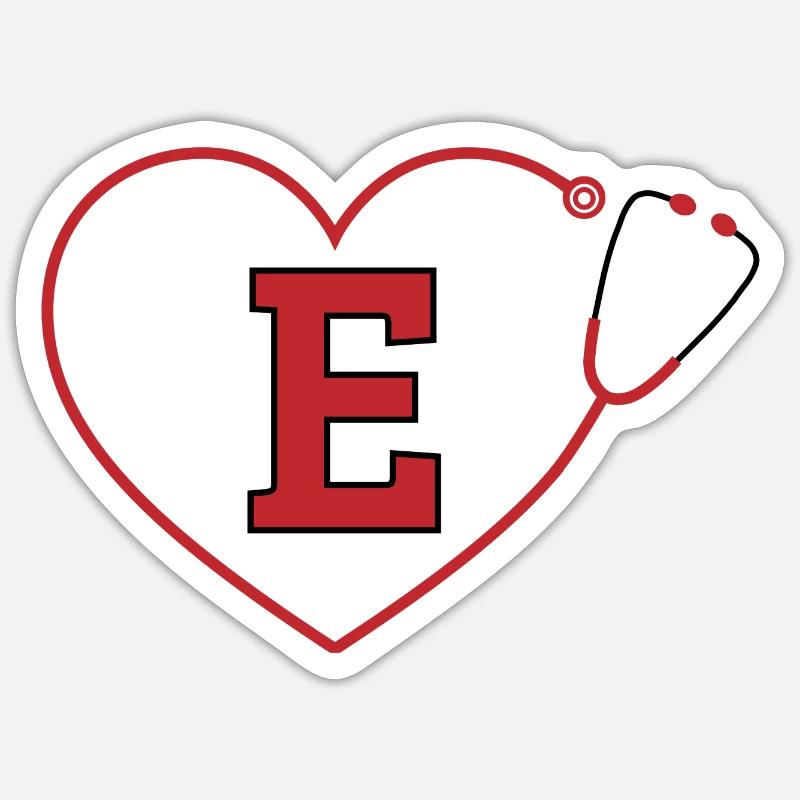 Lettre e stéthoscope Sticker taille S (10 x 10 cm)