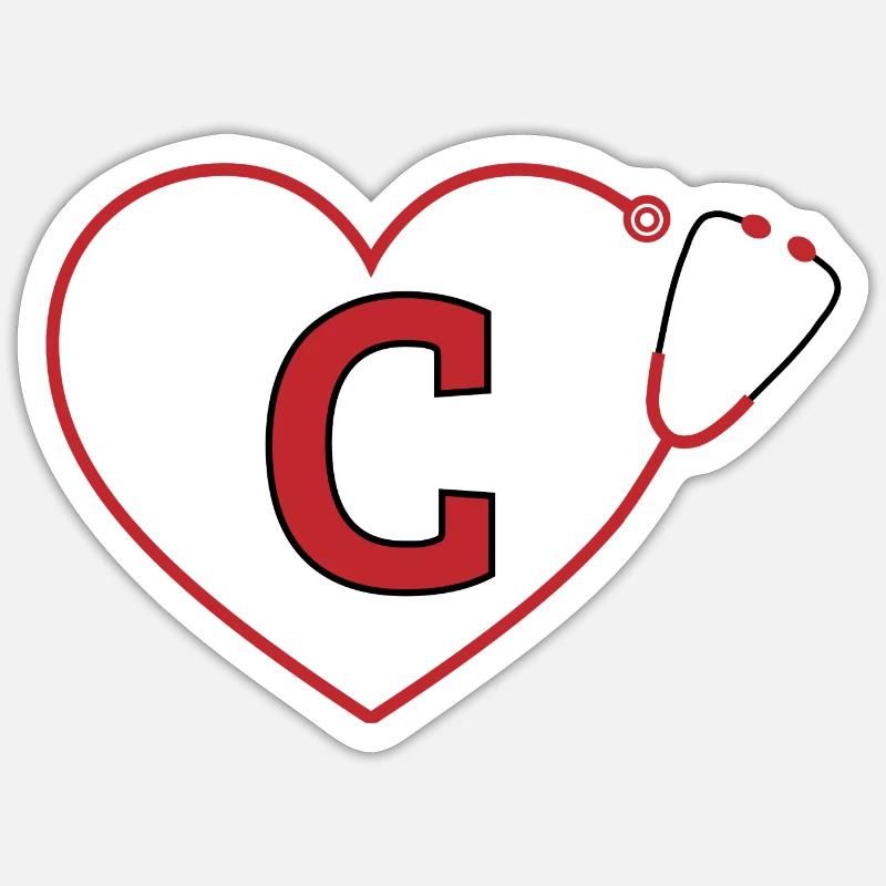 Lettre c stéthoscope - Sticker taille S (10 x 10 cm) - blanc mat