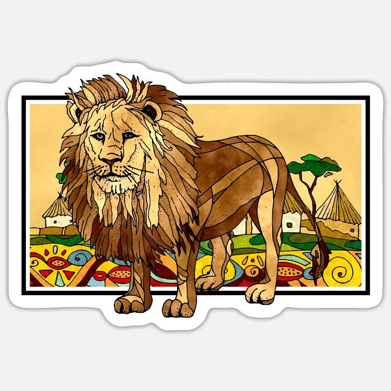 Löwe - Sticker Größe S (10 x 10 cm) - Mattweiß