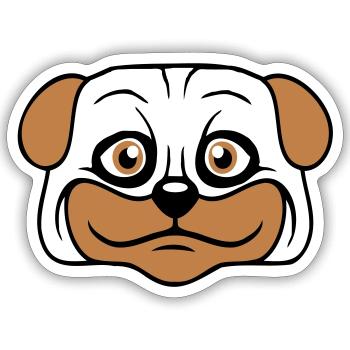 Dog Pug Small Cute Dick Love Happy Comic Fun - Sticker size S (10 x 10 cm) - white matte - Front