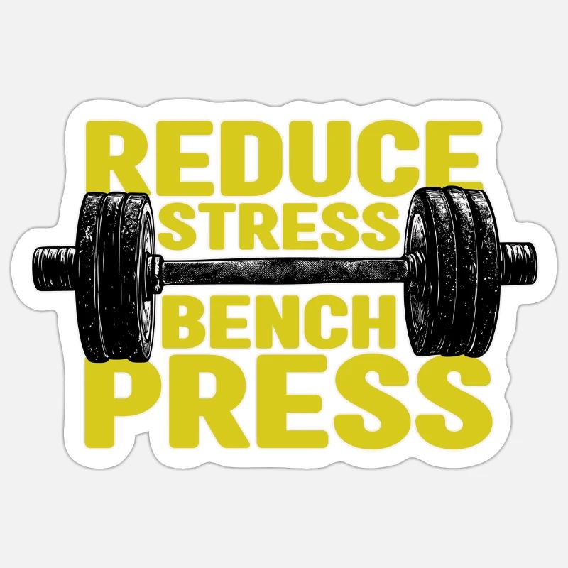 Reduce stress bench press - Sticker size S (10 x 10 cm) - white matte
