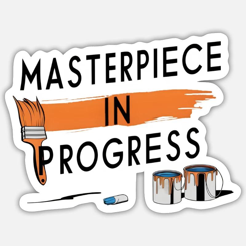 Chef-d’œuvre en cours - Sticker taille S (10 x 10 cm) - blanc mat