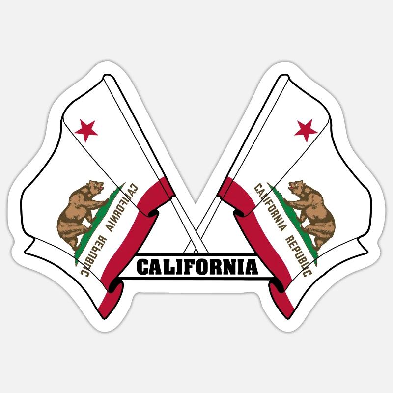 Zwei Flaggen mit dem Text CALIFORNIA - Sticker Größe S (10 x 10 cm) - Mattweiß
