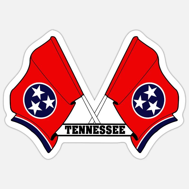 petit drapeaux texte TENNESSEE - Sticker taille S (10 x 10 cm) - blanc mat