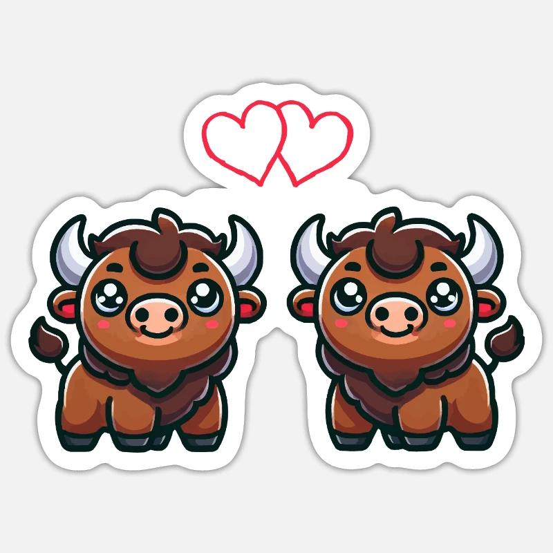 Bison Comic Love - Sticker size S (10 x 10 cm) - white matte