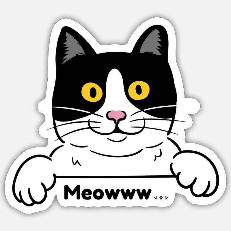 Miau Katze - Sticker Größe S (10 x 10 cm) - Mattweiß