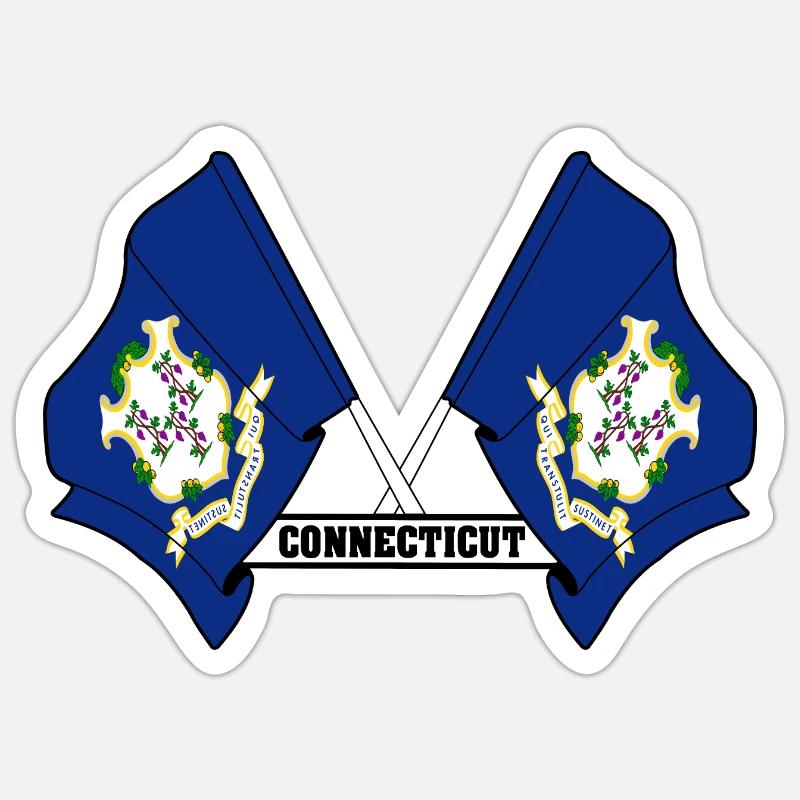 wee flags text CONNECTICUT - Sticker Größe S (10 x 10 cm) - Mattweiß