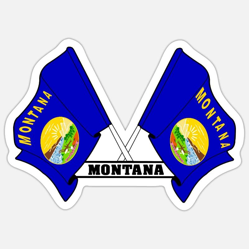 Two flags text MONTANA - Sticker size S (10 x 10 cm) - white matte
