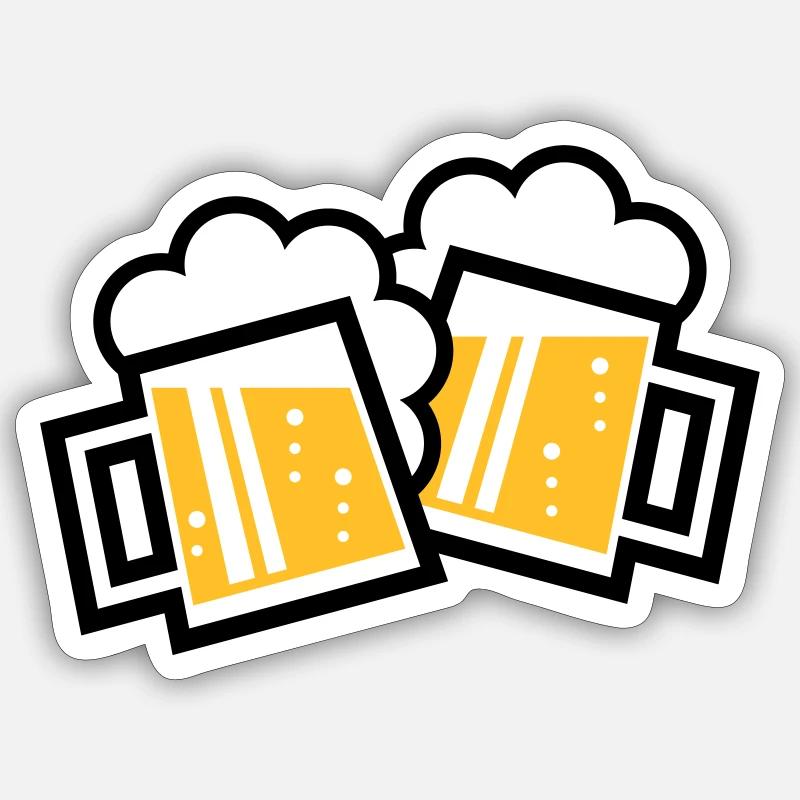 2 chopes à bière bavaroises toast (chopes à bière 2C) Sticker taille S (10 x 10 cm)