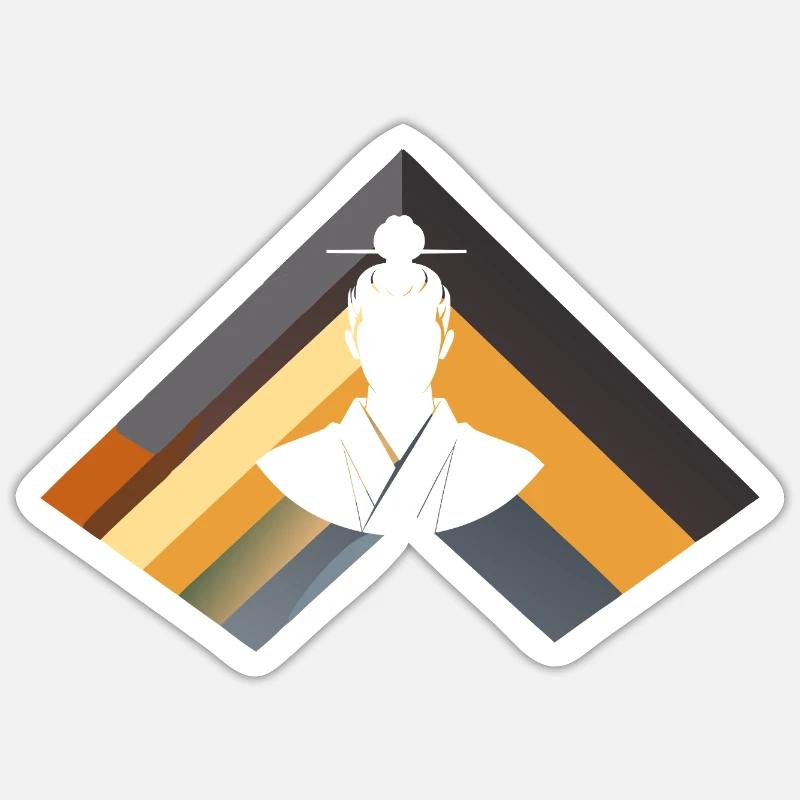 Kendo samouraï - Sticker taille S (10 x 10 cm) - blanc mat