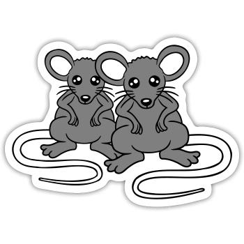 Two Nasty Mice Angry Frustrated Sour Aggressive - Sticker size S (10 x 10 cm) - white matte - Front