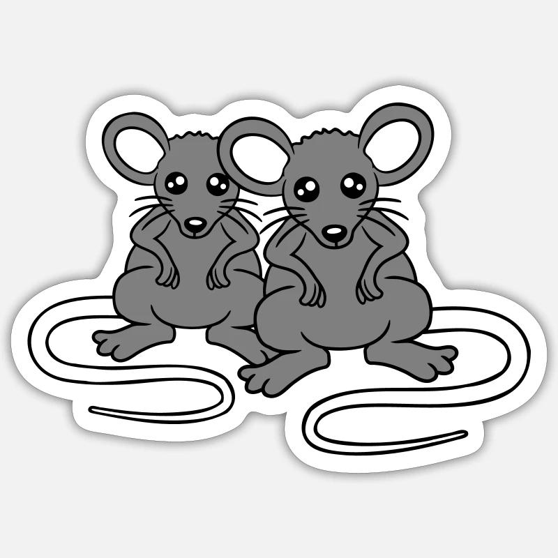 Zwei Böse Mäuse Wütend Frustriert Sauer Aggressiv Sticker Größe S (10 x 10 cm)