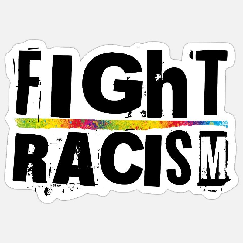 Lutter contre le racisme - Sticker taille S (10 x 10 cm) - blanc mat