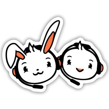 Bunny Bird Chick 2 Gamer Gaming Play Headset - Sticker size S (10 x 10 cm) - white matte - Front