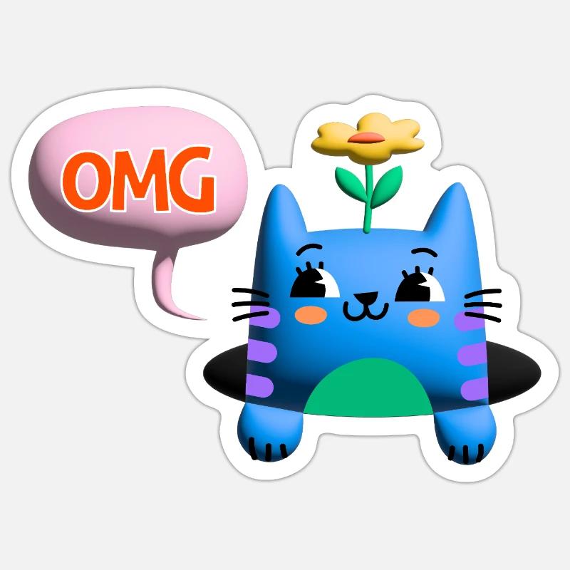 OMG Cat cute 3d bubble - Sticker Größe S (10 x 10 cm) - Mattweiß