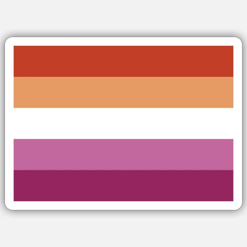Le drapeau Lesbien - Sticker taille S (10 x 10 cm) - blanc mat