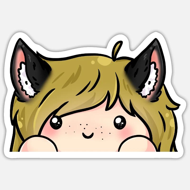 Katzen Mädchen - Sticker Größe S (10 x 10 cm) - Mattweiß