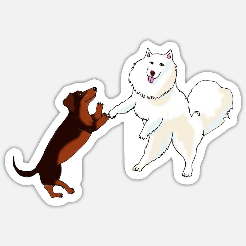 Chiens dansants C - Sticker taille S (10 x 10 cm) - blanc mat