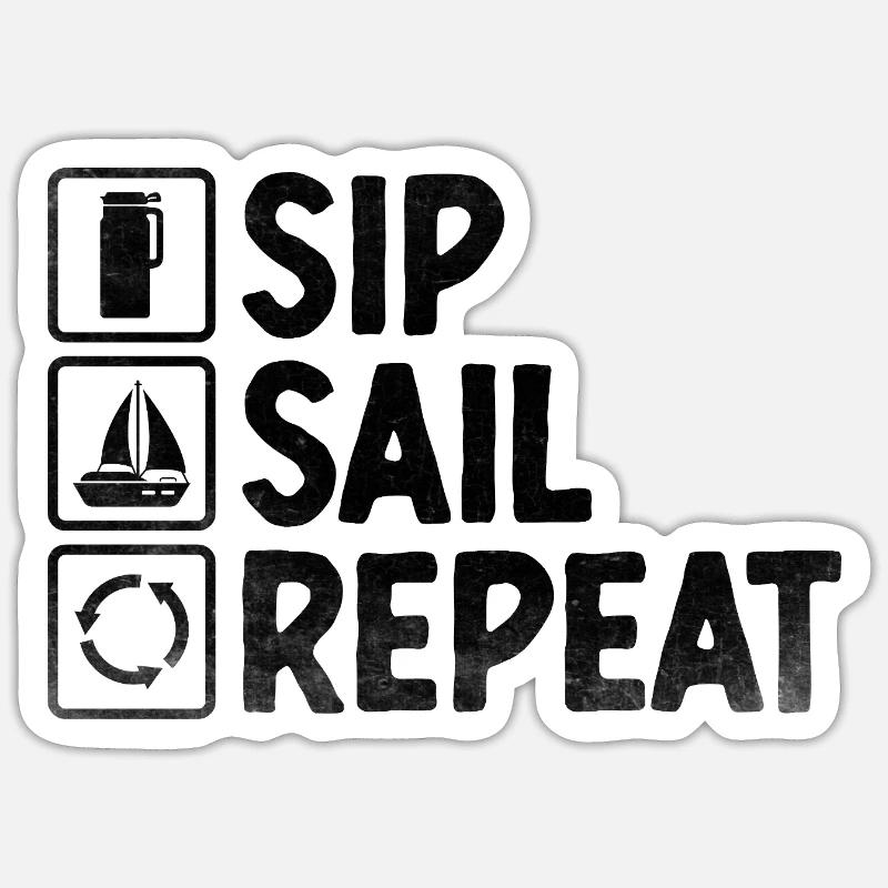 Sip Sail Repeat Paddelboot - Sticker Größe S (10 x 10 cm) - Mattweiß