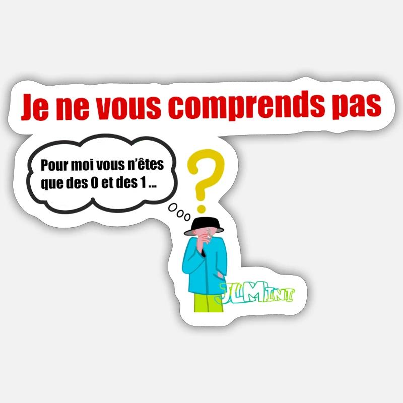 Zéro et un Sticker taille S (10 x 10 cm)
