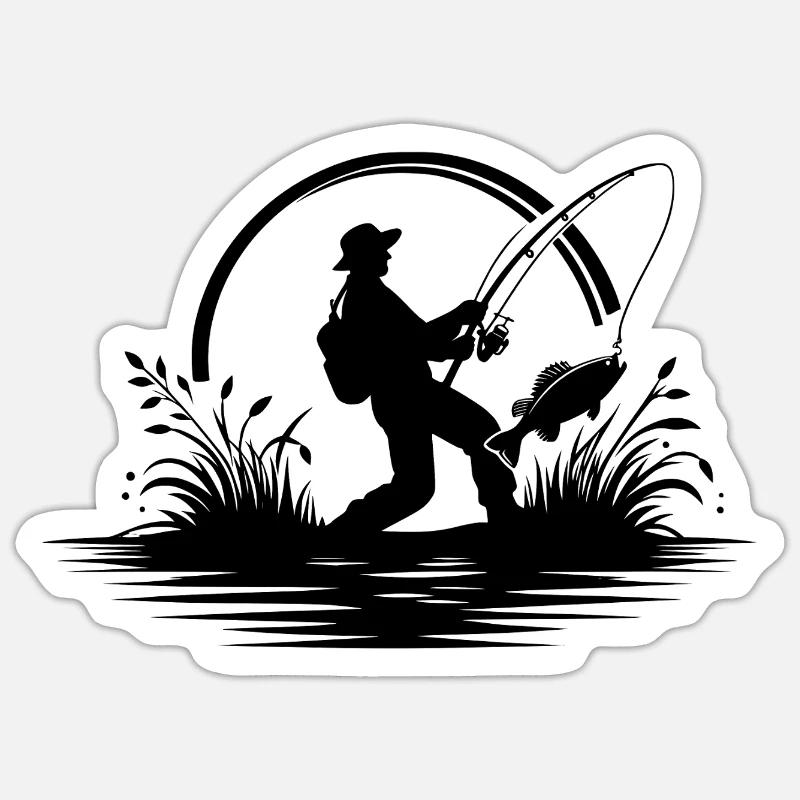 Aperçu du pêcheur - Sticker taille S (10 x 10 cm) - blanc mat