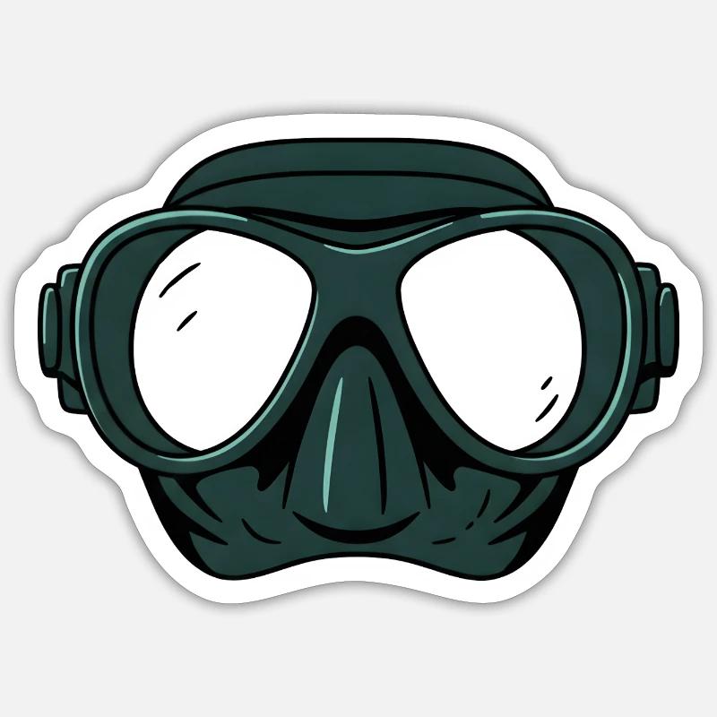 Masque de plongée élégant | Graphique d’aspect linogravure Sticker taille S (10 x 10 cm)