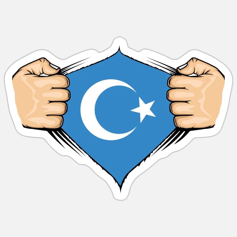 Conception du drapeau ouïghour - Sticker taille S (10 x 10 cm) - blanc mat