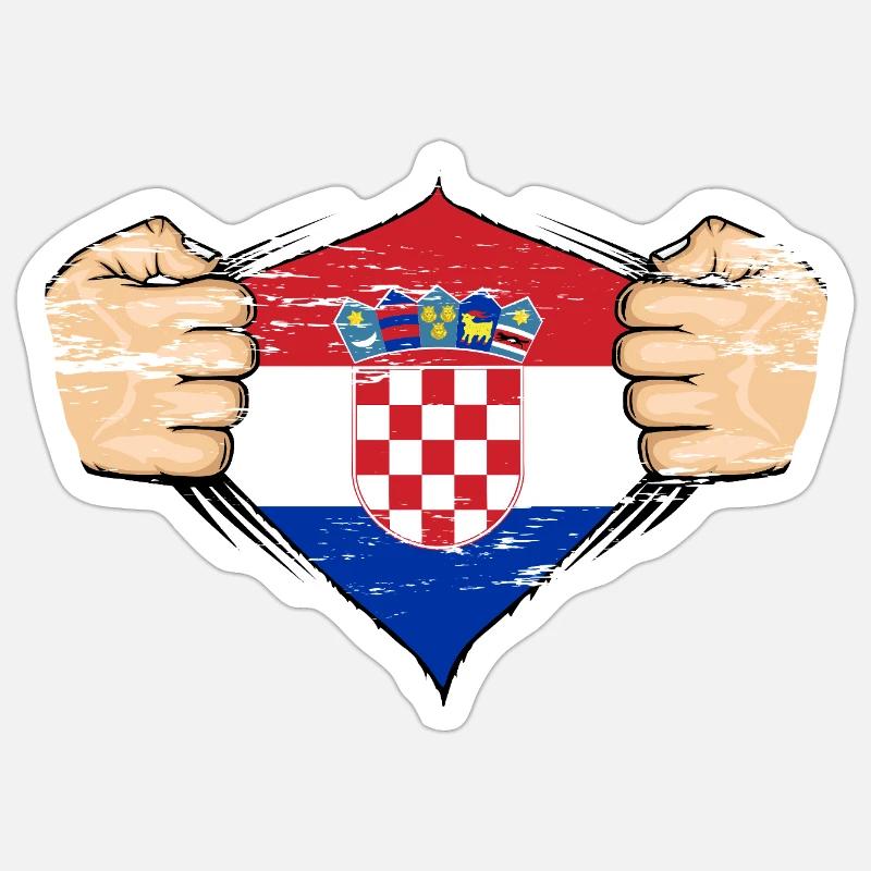 Drapeau de la Croatie utilisé - Sticker taille S (10 x 10 cm) - blanc mat