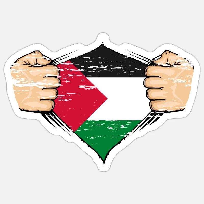 Drapeau de la Palestine Design utilisé - Sticker taille S (10 x 10 cm) - blanc mat