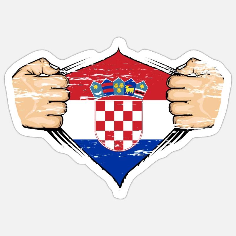 Drapeau de la Croatie utilisé - Sticker taille S (10 x 10 cm) - blanc mat