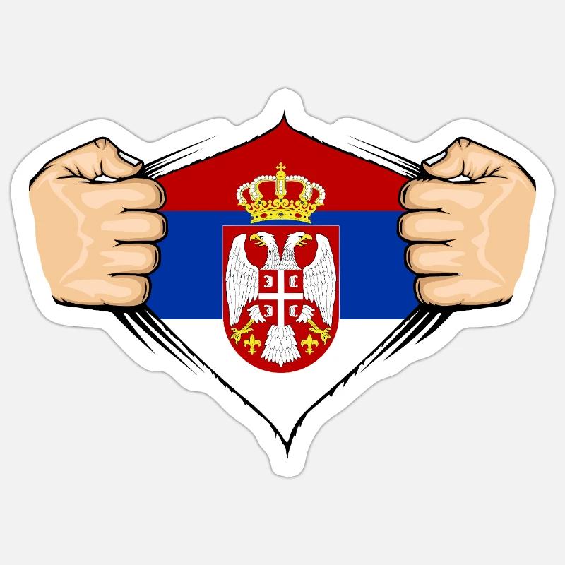 Conception du drapeau de la Serbie - Sticker taille S (10 x 10 cm) - blanc mat