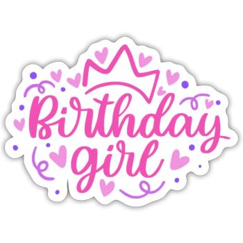 Birthday Girlie with Crown Heart Confetti - Sticker size S (10 x 10 cm) - white matte - Front