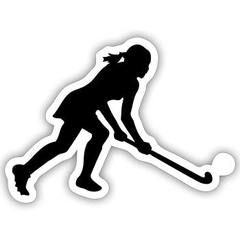 Hockey Frauen Hockeyspielerin Silhouette - Sticker Größe S (10 x 10 cm) - Mattweiß - Vorne