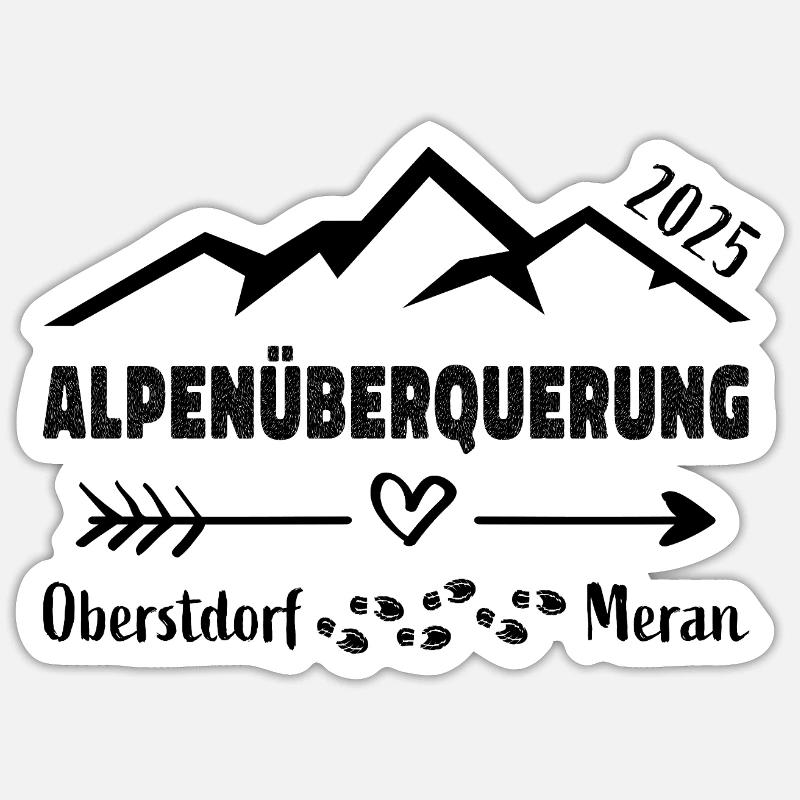 Alpenüberquerung 2025 Oberstdorf Meran E5 Geschenk Sticker Größe S (10 x 10 cm)