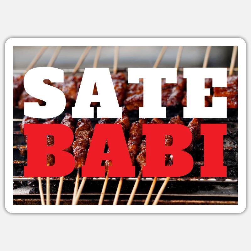 Impression INDONET Sate Babi - Sticker taille S (10 x 10 cm) - blanc mat