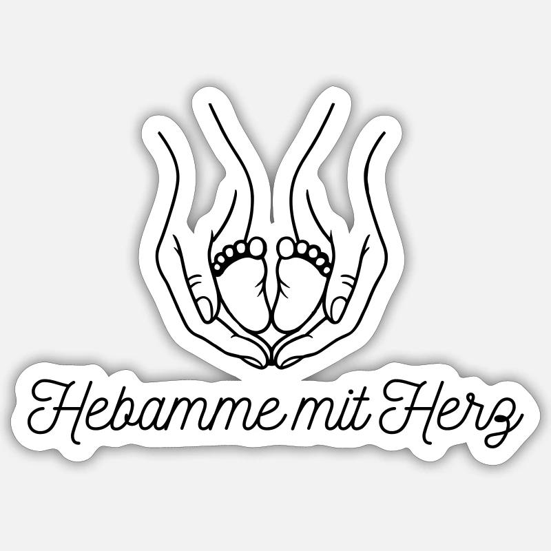 Hebamme mit Herz - personalisierbares Design - Sticker Größe S (10 x 10 cm) - Mattweiß