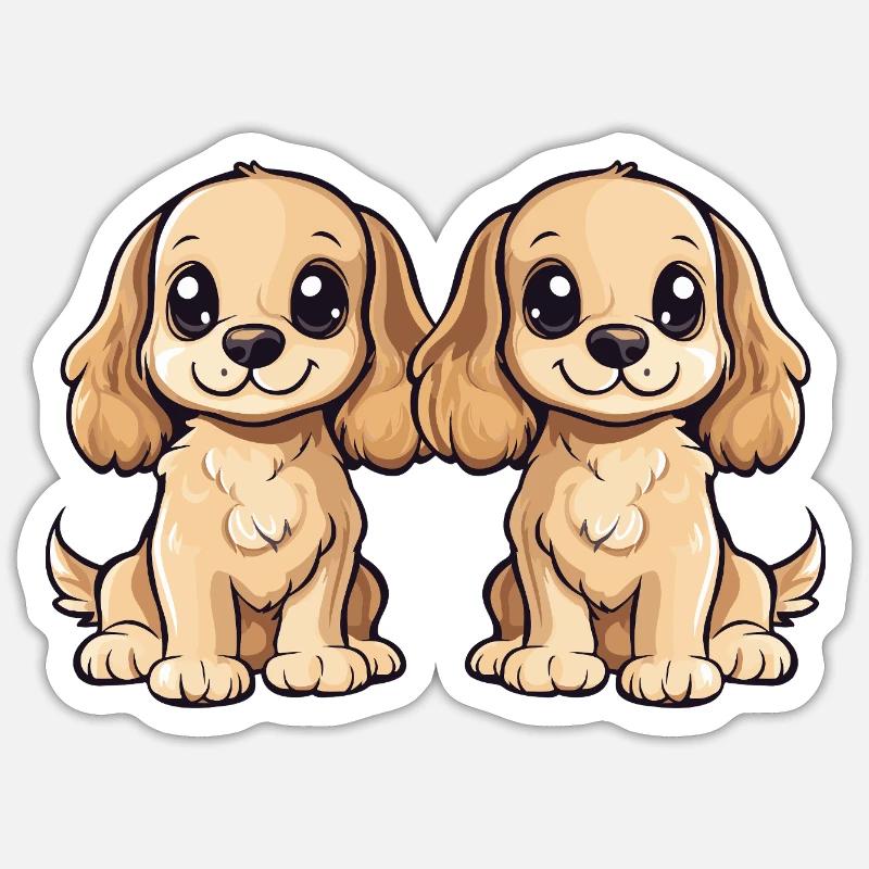 Cocker Spaniel Hund Comic - Sticker Größe S (10 x 10 cm) - Mattweiß