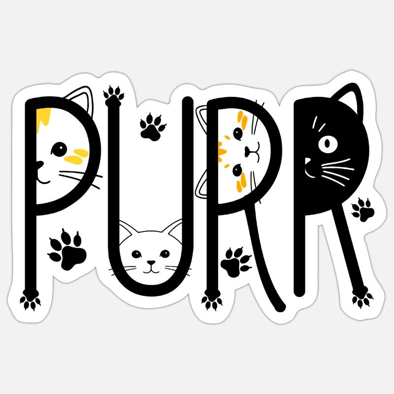 Ronronner - Sticker taille S (10 x 10 cm) - blanc mat