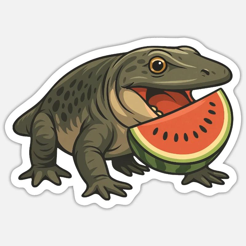 Primeval Amphibian Evolution Cartoon Melon - Sticker size S (10 x 10 cm) - white matte