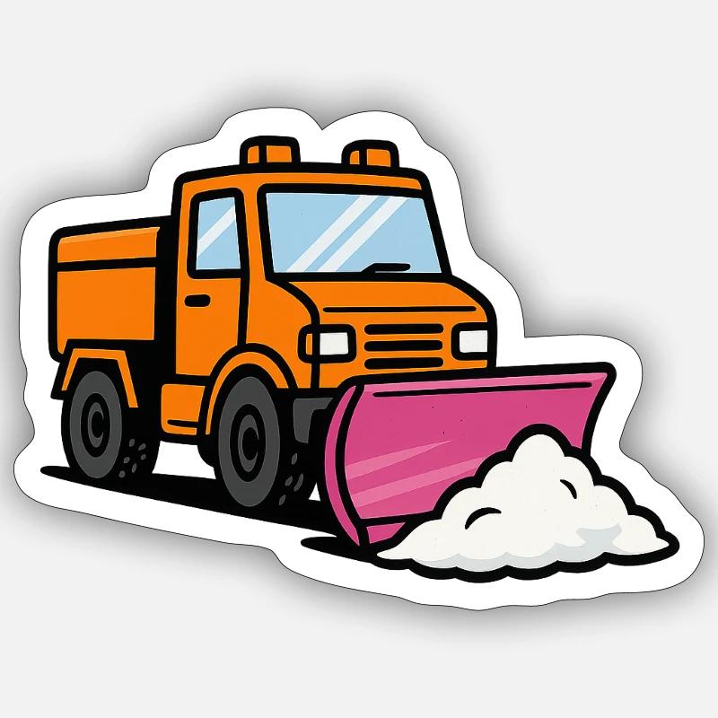 Lustiger Schneepflug mit Schneeschieber - Sticker Größe S (10 x 10 cm) - Mattweiß