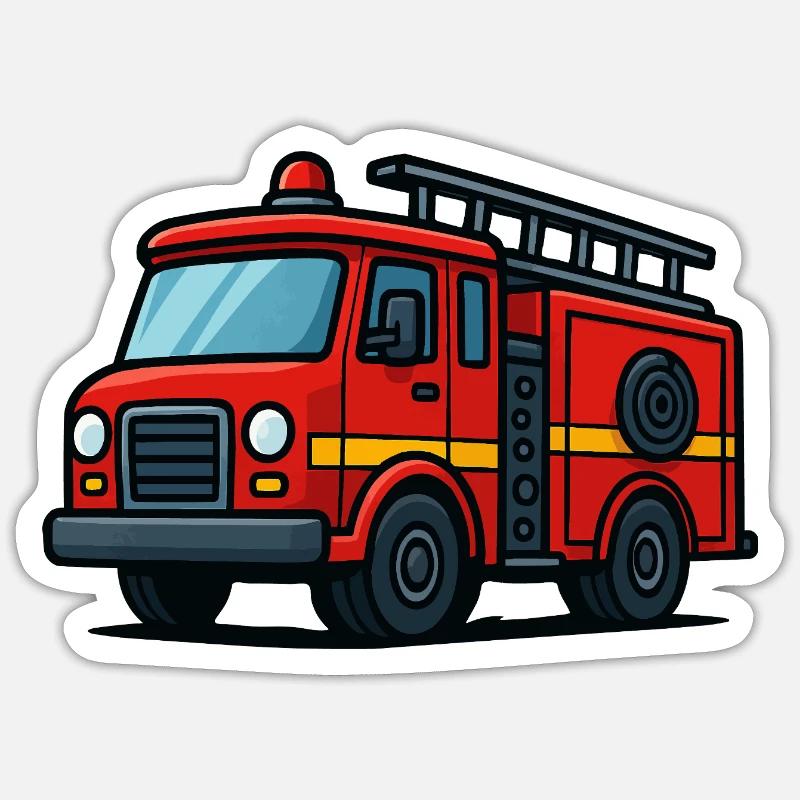 fire engine - Sticker size S (10 x 10 cm) - white matte