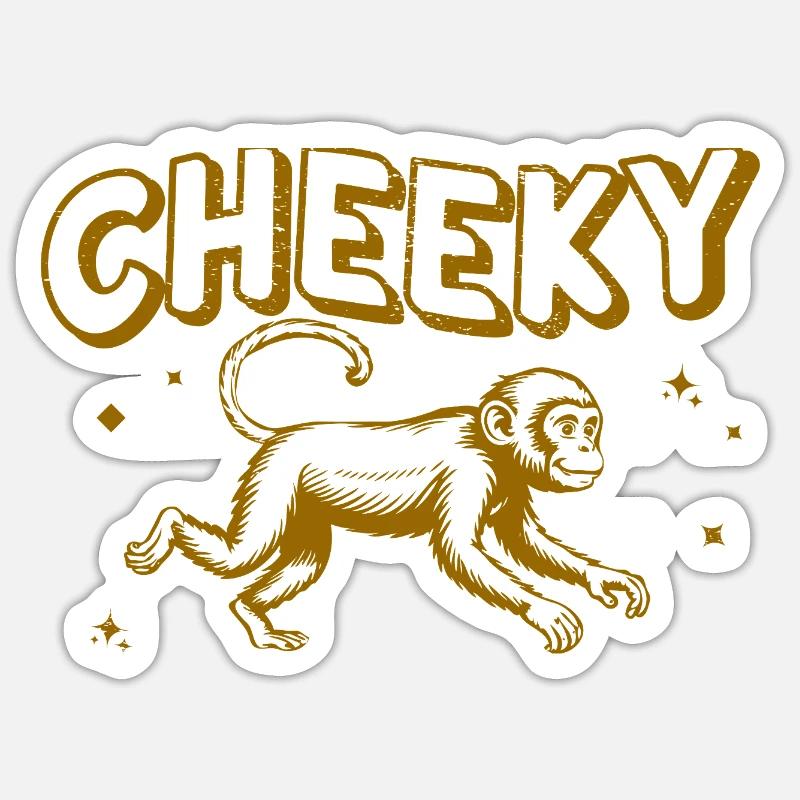 Illustration de singe effronté ludique - Sticker taille S (10 x 10 cm) - blanc mat