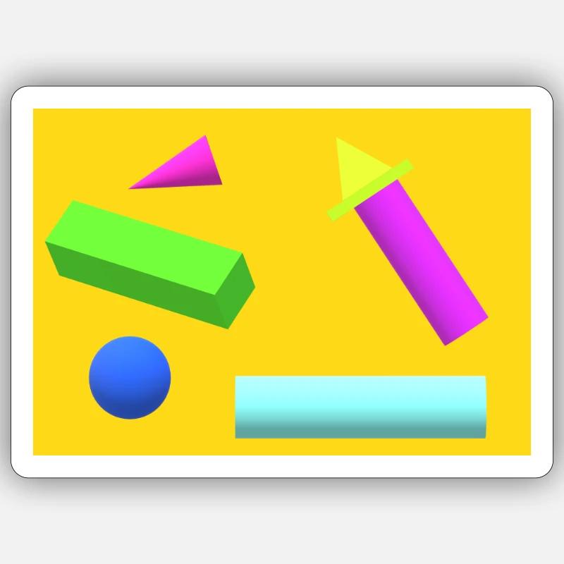 Lebendiger geometrischer abstrakter Druck - Sticker Größe S (10 x 10 cm) - Mattweiß