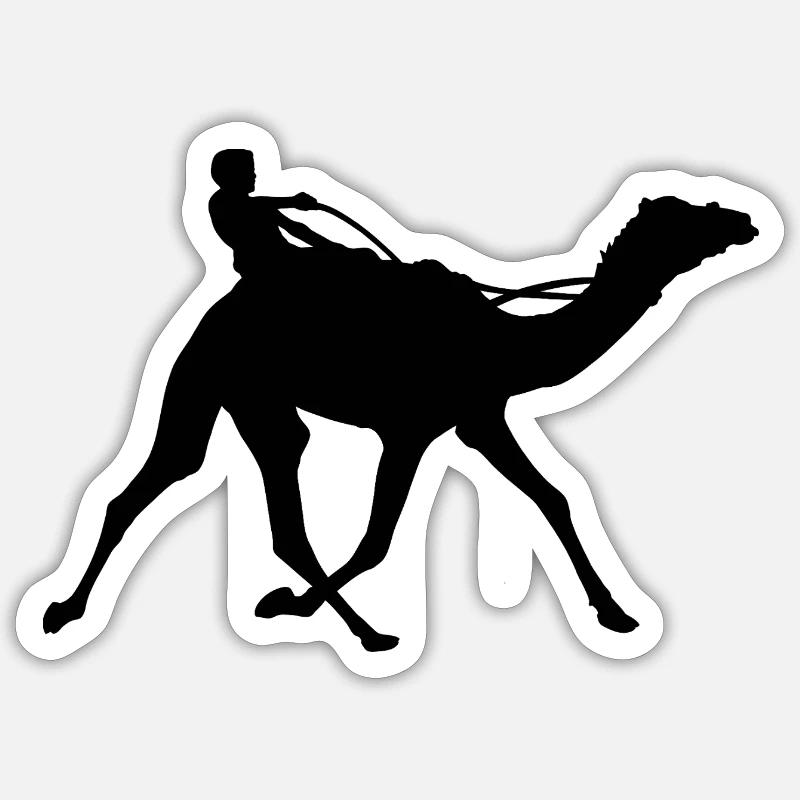 Kamelrennen - Sticker Größe S (10 x 10 cm) - Mattweiß