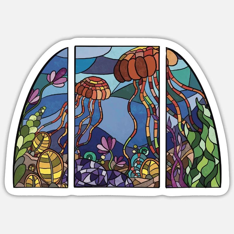Jellyfish_Window_2 Sticker size S (10 x 10 cm)