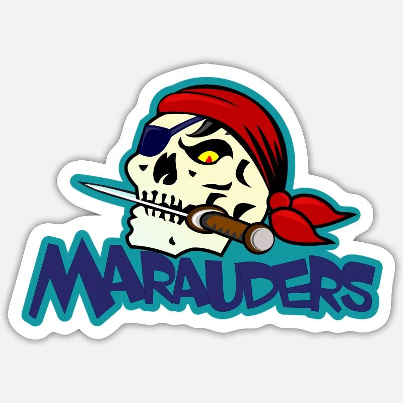 Piratenschädel-Marodeure - Sticker Größe S (10 x 10 cm) - Mattweiß