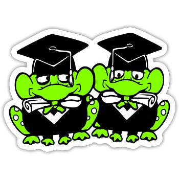 2 Frösche Schulabschluss Abitur bestanden College - Sticker Größe S (10 x 10 cm) - Mattweiß - Vorne