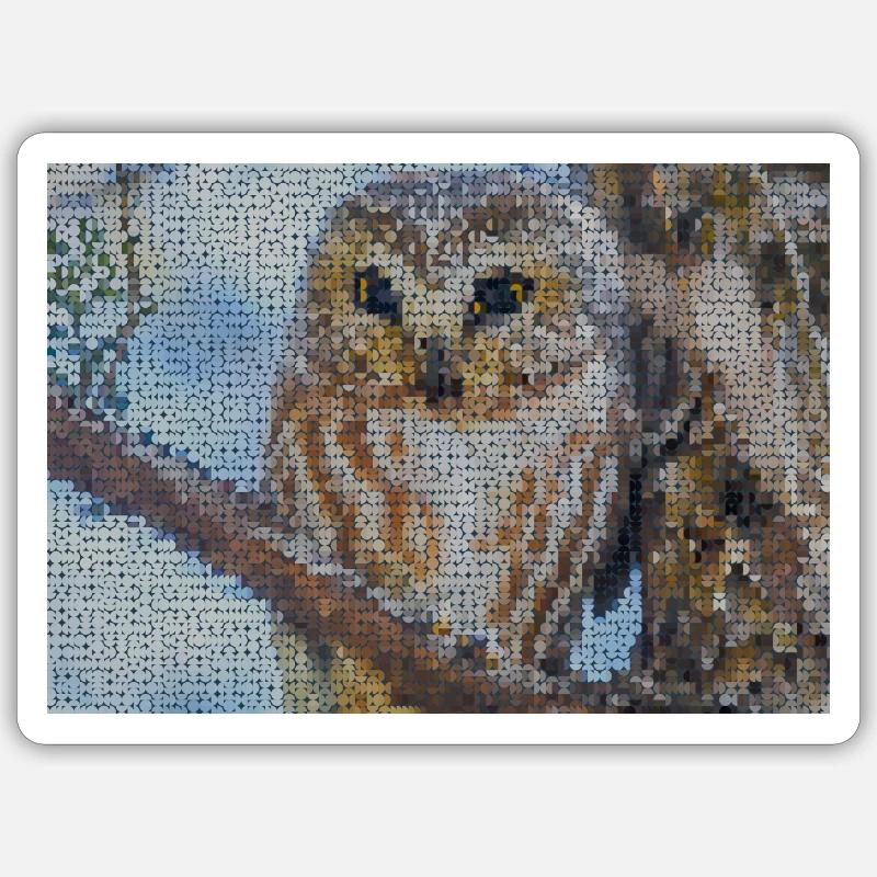 Nächtliche Eulen-Mosaik Sticker Größe S (10 x 10 cm)