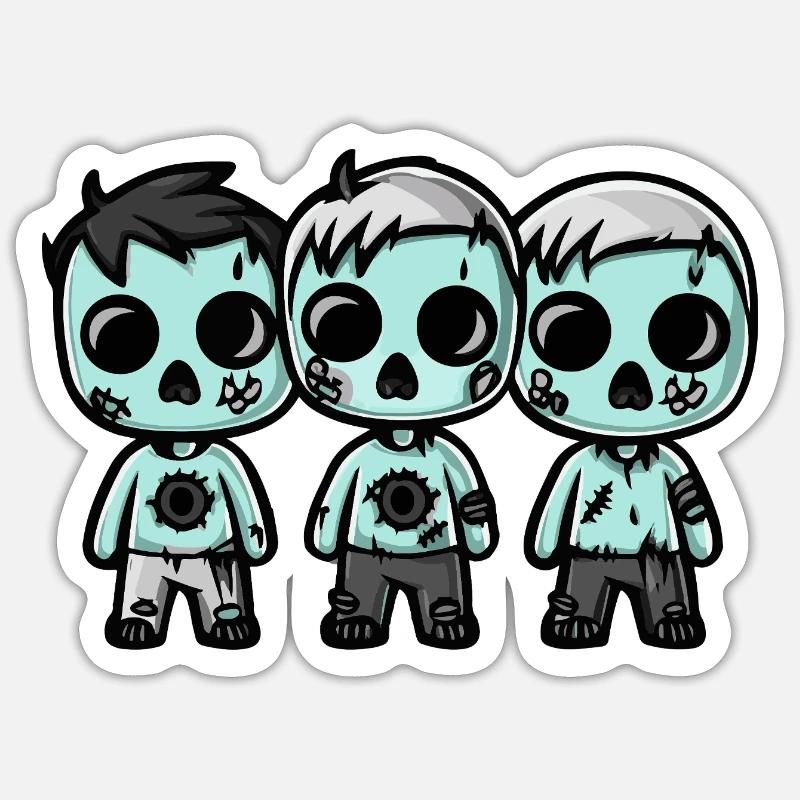 Zombies Halloween Cute Comic - Sticker size S (10 x 10 cm) - white matte