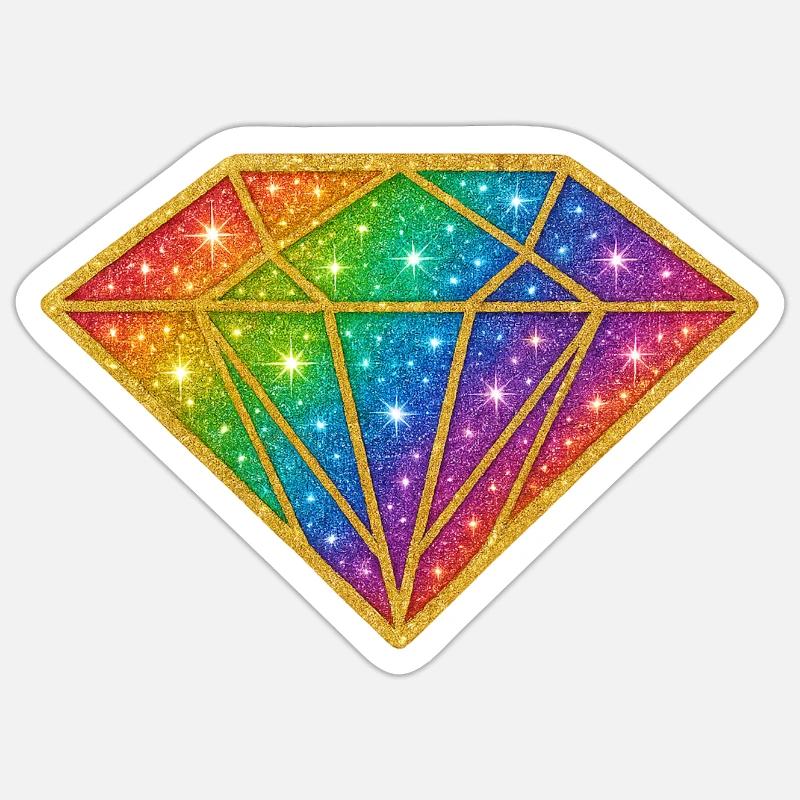 Regenbogen Diamant Glitzer Sticker Größe S (10 x 10 cm)